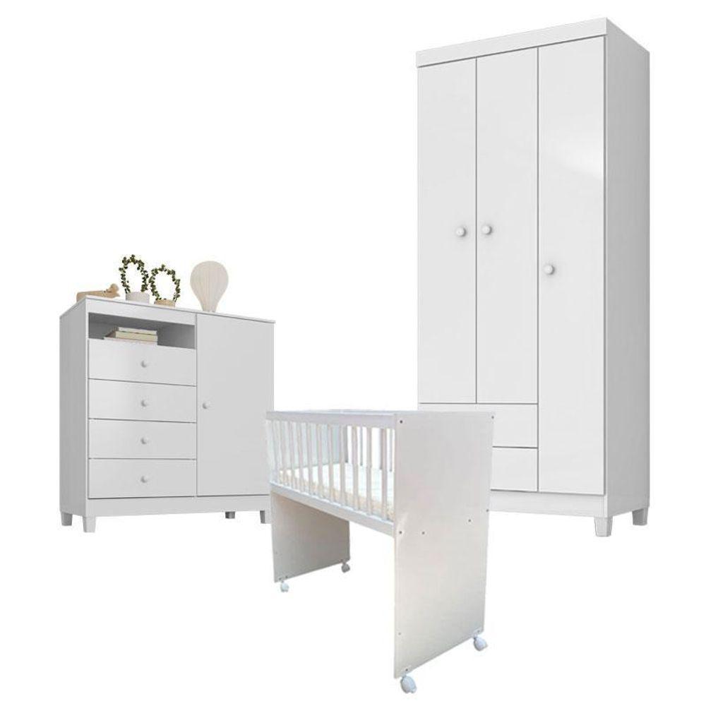 Quarto Bebê 3 Portas Ternura Baby E Mini Berço Moisés Alegria Com Colchão - Incorplac - 1