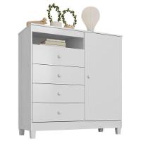 Quarto Bebê 4 Portas Ternura Baby E Mini Berço Moisés Alegria Com Colchão Branco Flex - Incorplac