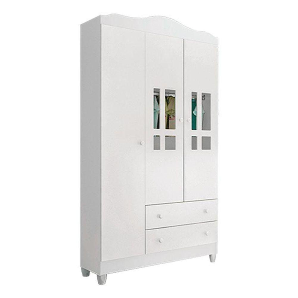 Quarto De Bebê Ariel 3 Portas Com Berço Lila Branco Brilho - Carolina Móveis - 2