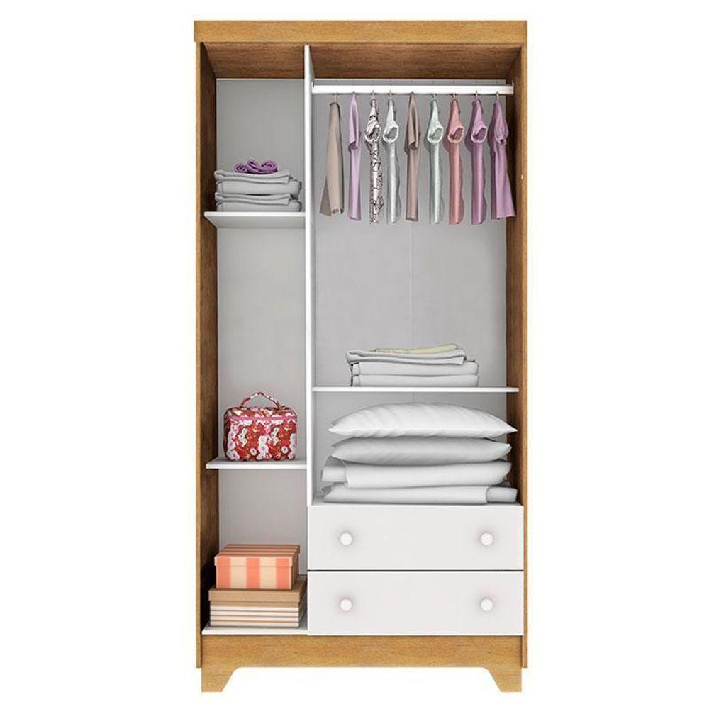 Berço Americano Mini Cama Com Guarda Roupa Infantil Malu Branco Acetinado Bétula Com Colchão Ortobom – Carolina - 5