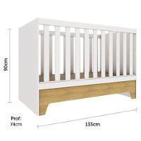 Berço Americano Mini Cama Com Guarda Roupa Infantil Malu Branco Acetinado Bétula Com Colchão Ortobom – Carolina - 3