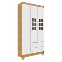 Berço Americano Mini Cama Com Guarda Roupa Infantil Malu Branco Acetinado Bétula Com Colchão Ortobom – Carolina