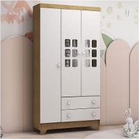 Berço Americano Mini Cama Com Guarda Roupa Infantil Malu Branco Acetinado Bétula Com Colchão Ortobom – Carolina - 8