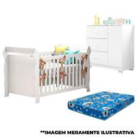 Berço Americano Lara E Cômoda Infantil Duda Branco Brilho Com Colchão – Phoenix Baby - 1