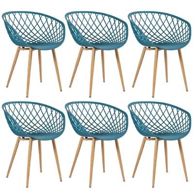 Kit - 6 X Cadeiras Clarice Nest Com Apoio De Braços - Sidera - Turquesa