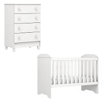 Berço Americano Mini Cama E Cômoda Mel Flat Branco Brilho - Carolina - 1