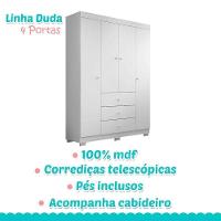 Berço Americano Lara E Guarda Roupa Duda 4 Portas Branco Brilho Com Colchão – Phoenix Baby - 7