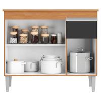 Balcão De Cozinha Ambiente Tatiane Com Tampo 100cm Amêndoa Preto - Ajl - 3