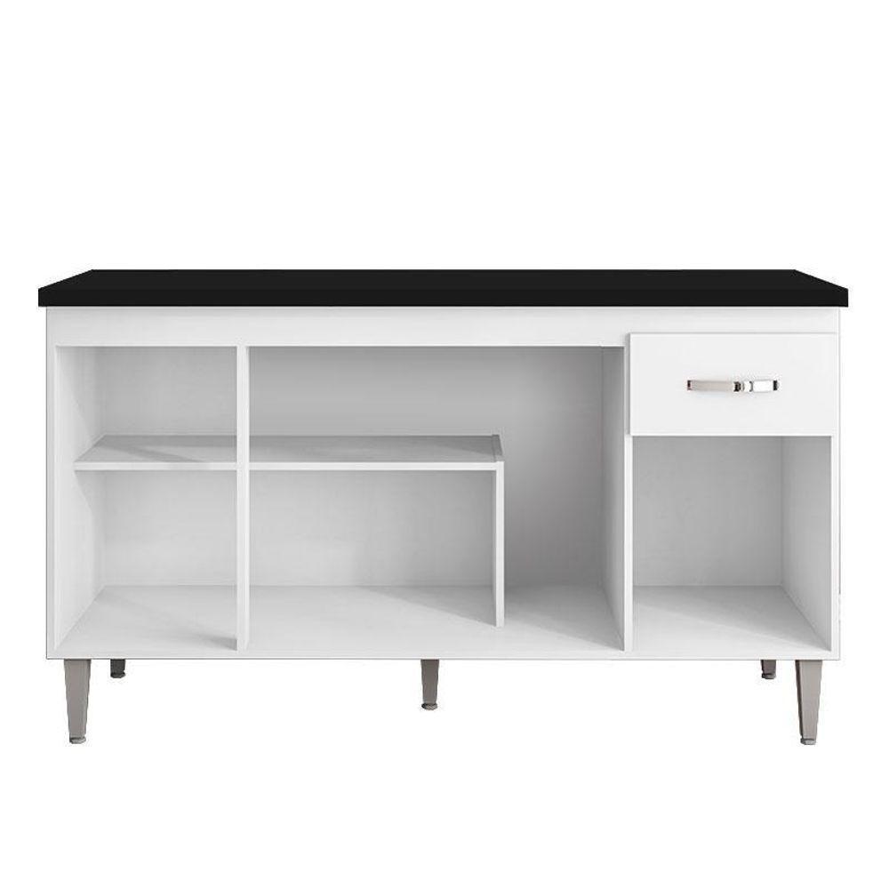 Balcão De Cozinha Gabriela Branco Flex Com Tampo 150 Cm Preto Fosco - Ajl - 4