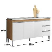 Balcão De Pia Andréia 160cm Amêndoa Branco - Ajl - 2