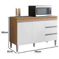 Balcão De Cozinha Andréia Com Tampo 120cm Amêndoa Branco - Ajl - 2