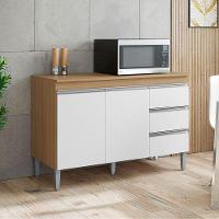 Balcão De Cozinha Andréia Com Tampo 120cm Amêndoa Branco - Ajl - 5