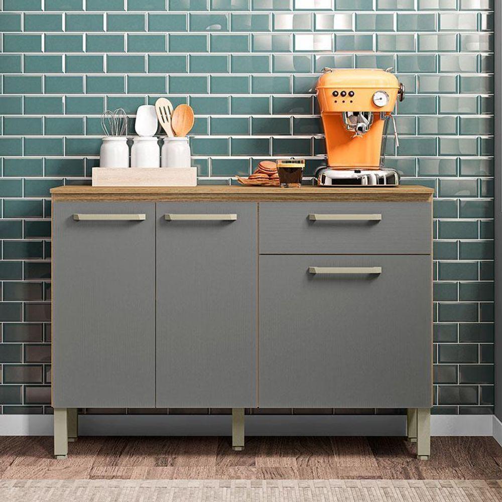 Balcão De Cozinha Versalhes Plus Freijó Gris - Kits Paraná - 3