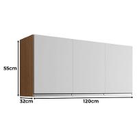 Balcão De Cozinha Com Tampo 100cm E Armário Aéreo 3 Portas Andréia Amêndoa Branco - Ajl - 3