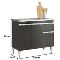 Balcão De Pia Ambiente Tatiane 100cm Preto Fosco - Ajl - 2