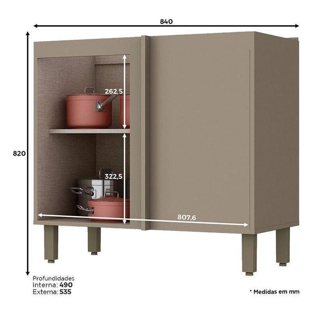 Balcão De Cozinha Connect Canto Reto Duna Cristal Com Tampo Nero – Henn - 2
