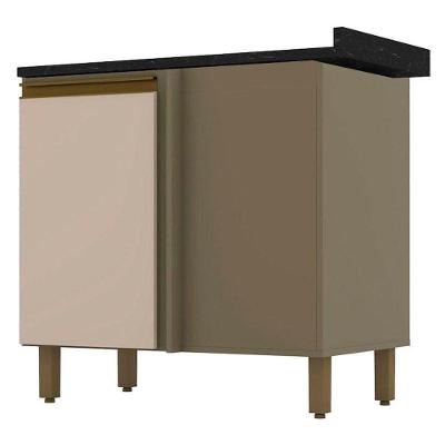 Balcão De Cozinha Connect Canto Reto Duna Cristal Com Tampo Nero – Henn