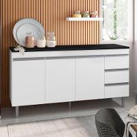 Balcão De Cozinha Andréia Branco Com Tampo 150 Cm Preto Fosco – Ajl - 2