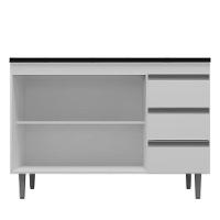 Balcão De Cozinha Andréia Branco Com Tampo 100 Cm Preto Fosco – Ajl - 3