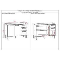 Balcão De Pia Mad Versalhes 120 Cm Freijó Supremo - Kits Paraná - 3