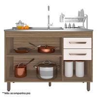 Balcão De Pia 3 Portas 2 Gavetas 120cm Flex Cavalho Oak Off White - Poliman - 2