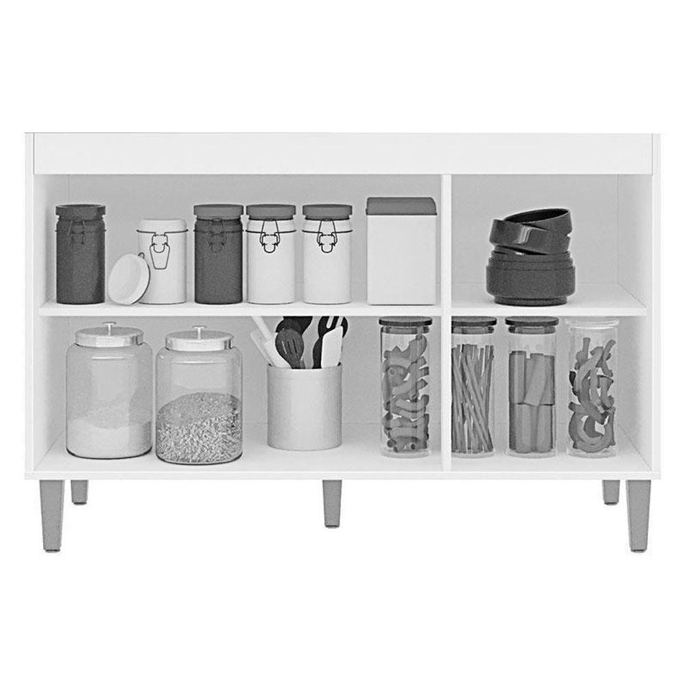 Balcão De Cozinha Manu Com Tampo 120 Cm Branco Brilho - Ajl - 2