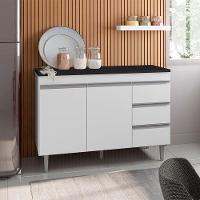 Balcão De Cozinha Andréia Branco Com Tampo 120 Cm Preto Fosco – Ajl - 2