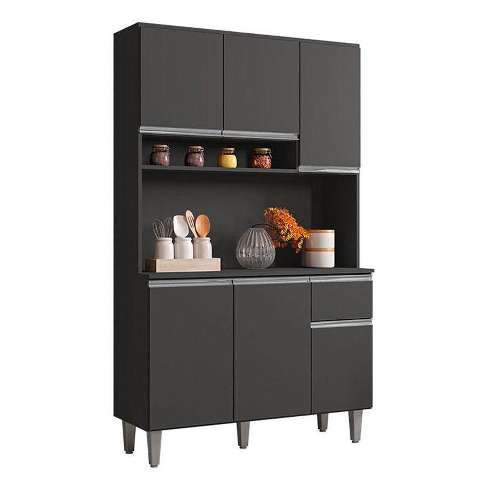 Balcão De Pia Tatiane 120 Cm E Armário Cozinha Kit Márcia Cinza Fosco - Ajl - 4