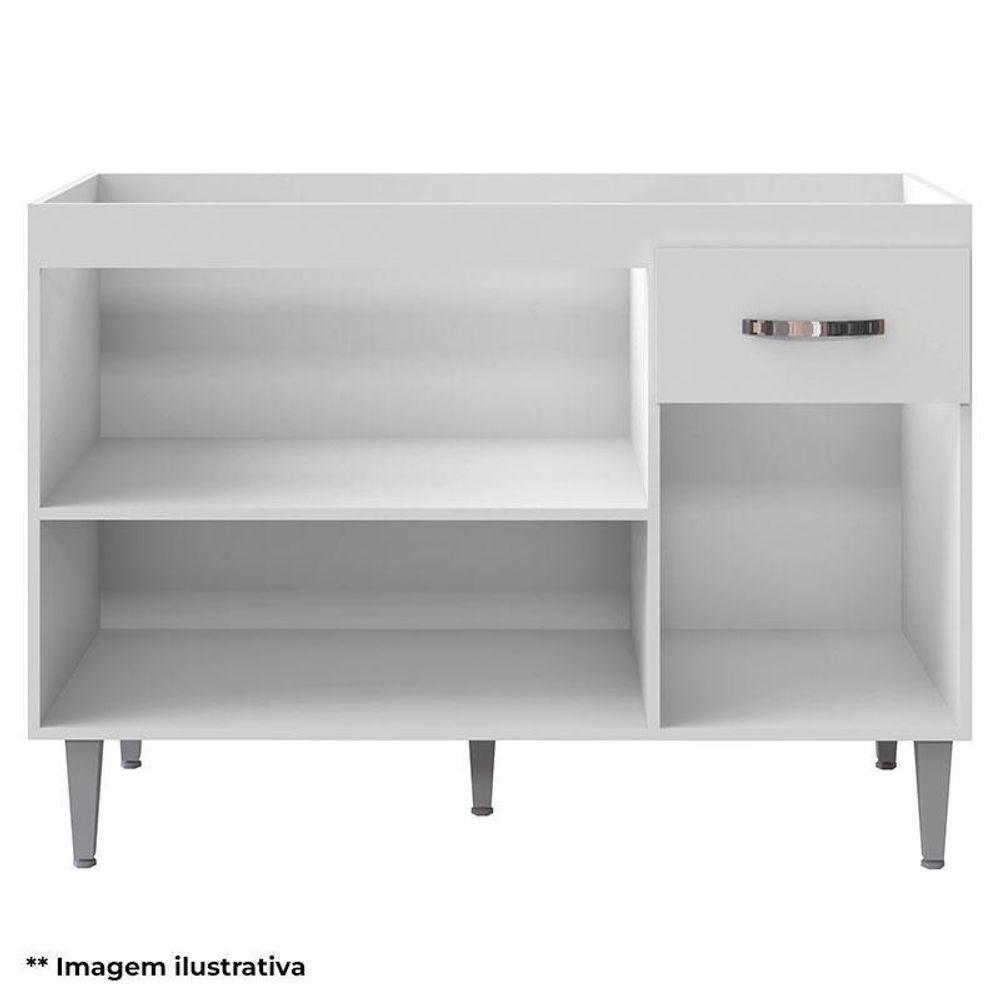 Balcão De Cozinha Gabriela Com Tampo 120cm Amêndoa Branco - Ajl - 3