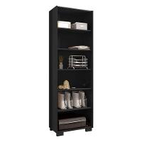 Mesa Para Computador Gamer Drx 9000 Com Extensora E Livreiro Office Com Portas Pequenas Preto Trama - Móveis Leão - 4