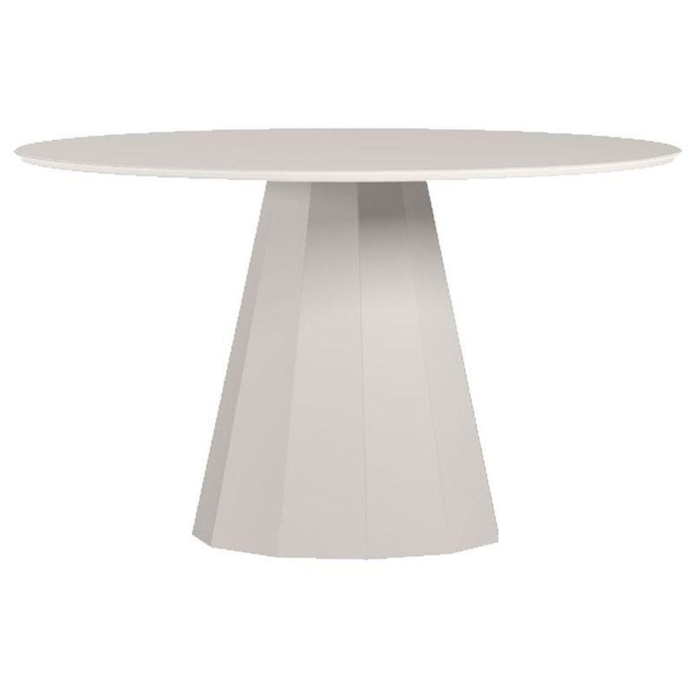 Mesa De Jantar 135x135 Cm Isis Com Vidro Off White – New Ceval - 1