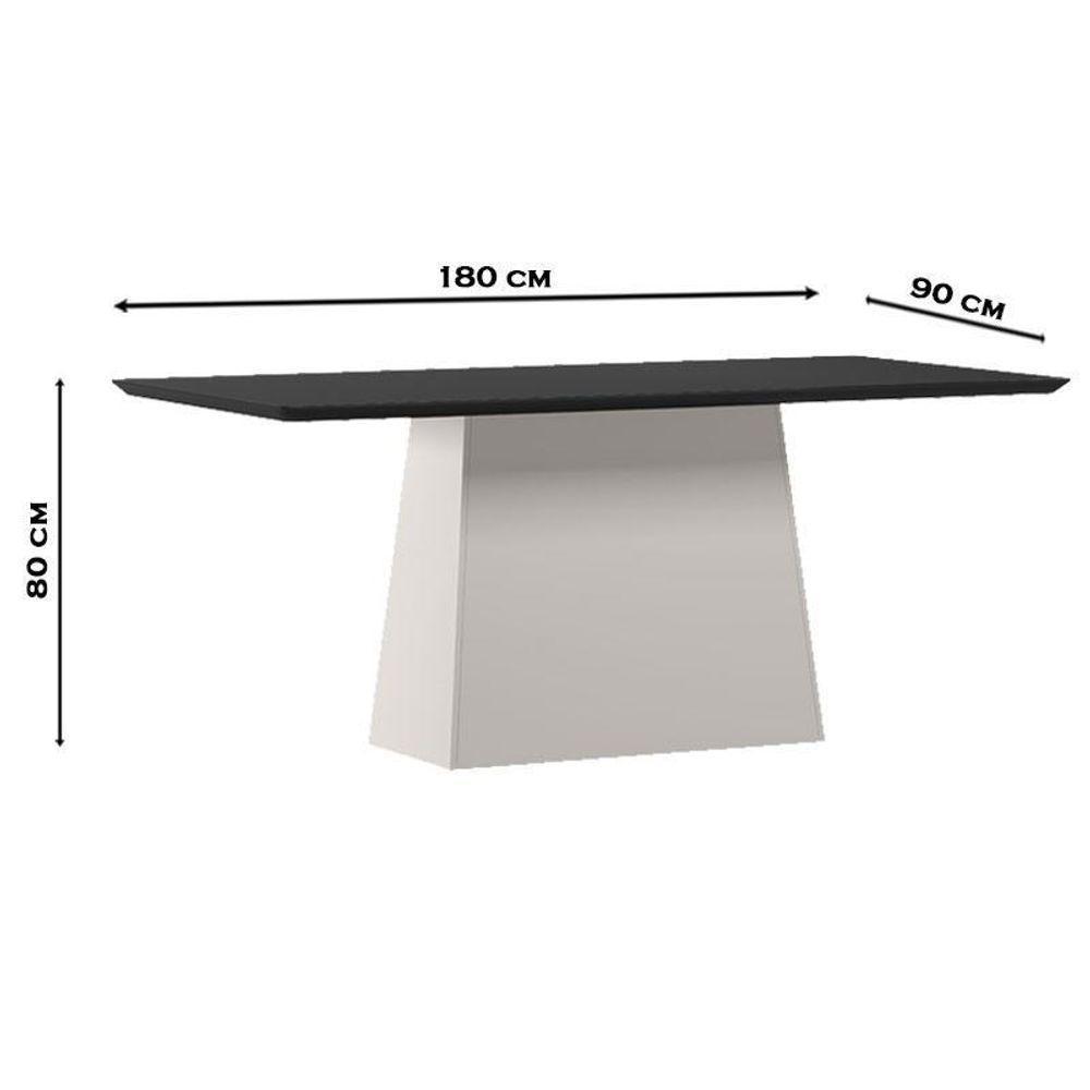 Mesa De Jantar 180 Cm Barbara Com Vidro Off White Preto – New Ceval - 2