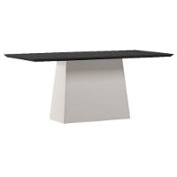 Mesa De Jantar 180 Cm Barbara Com Vidro Off White Preto – New Ceval - 1