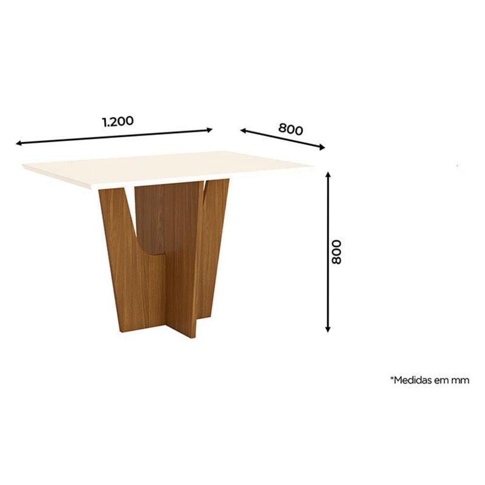 Mesa De Jantar Danielly 120 Cm Tampo Reto Nature Off White – Henn - 2