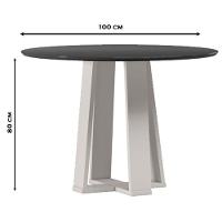 Mesa De Jantar 100x100 Cm Isabela Com Vidro Off White Preto – New Ceval - 2