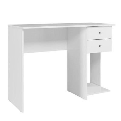 Mesa Escrivaninha Retangular 4115 Moderno 2 Gavetas MDF 100cm Branco Brilho