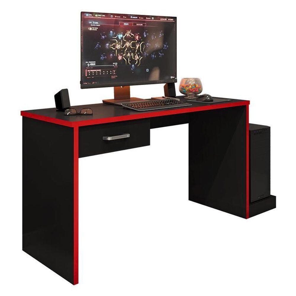 Mesa Para Computador Gamer Ambiente Drx 9000 Preto Trama Vermelho - Móveis Leão - 2
