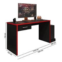 Mesa Para Computador Gamer Ambiente Drx 9000 Preto Trama Vermelho - Móveis Leão - 3