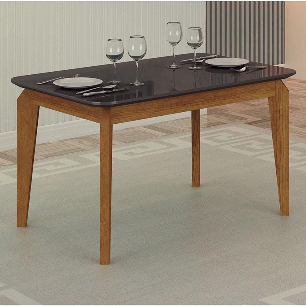 Mesa De Jantar Brenda 120x80 Com Vidro Freijó Chumbo – Leifer Móveis - 3