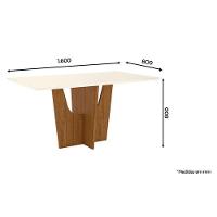 Mesa De Jantar Danielly 160 Cm Tampo Reto Com Vidro Nature Off White – Henn - 2
