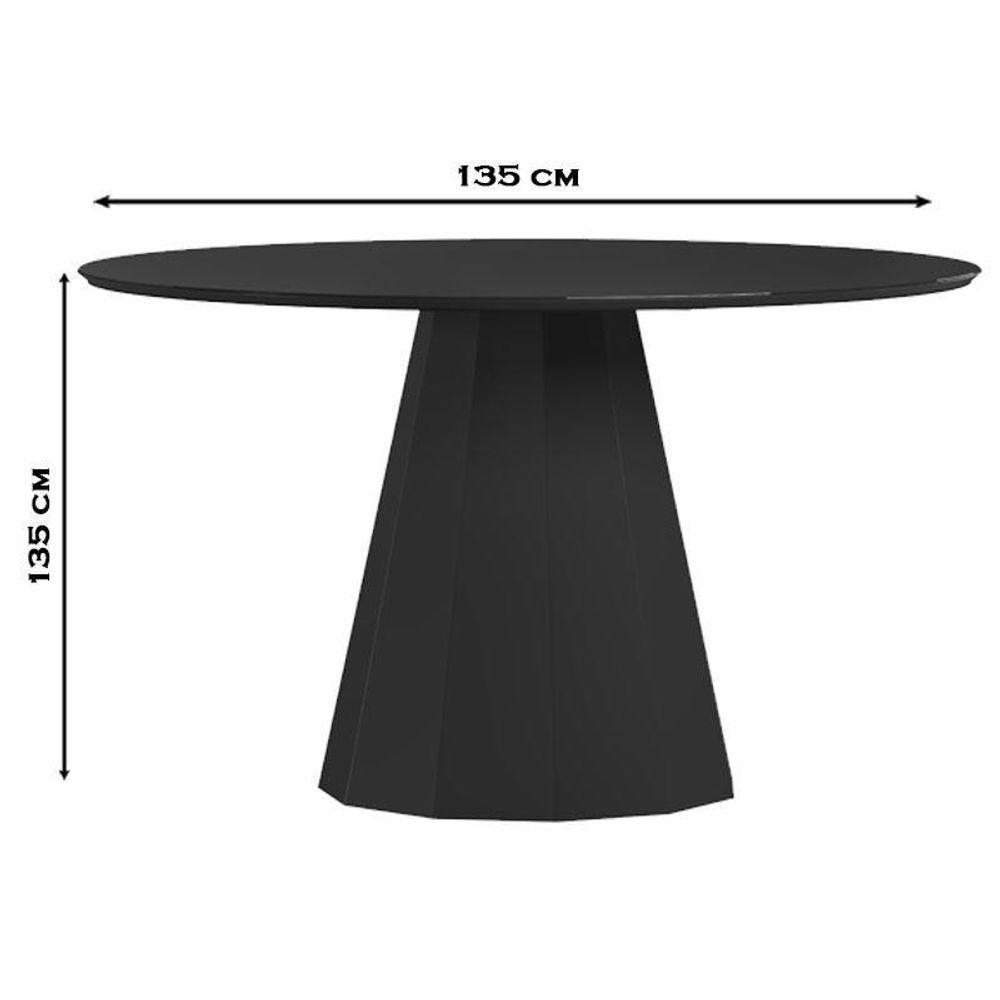 Mesa De Jantar 135x135 Cm Isis Com Vidro Preto – New Ceval - 2