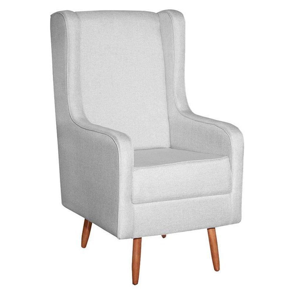 Poltrona Amamentação Aquila Com Puff Linho Cinza Pés Palito - Fratello - 4