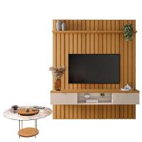 Painel Ripado You Illusion 1.8 Com Mesa De Centro Sky Com Tampo De Vidro Cinamomo Off White - Hb Móveis - 1