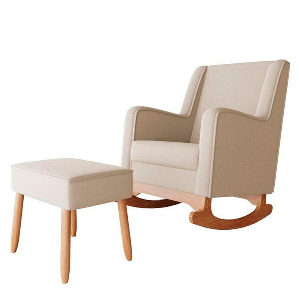 Poltrona De Amamentação Com Balanço E Puff Aquila Bege - Ideal - 1