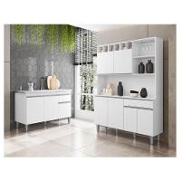 Balcão De Pia Tatiane 120 Cm E Armário Cozinha Kit Alice Ambiente Branco Brilho - Ajl - 1