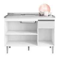 Balcão De Pia Tatiane 120 Cm E Armário Cozinha Kit Alice Ambiente Branco Brilho - Ajl