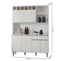 Balcão De Pia Tatiane 120 Cm E Armário Cozinha Kit Alice Ambiente Branco Brilho - Ajl - 6