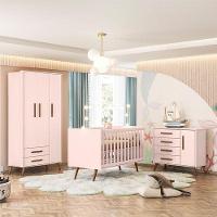 Quarto De Bebê Q Encanto Retrô Rosa Com Colchão Ortobom - Qmovi