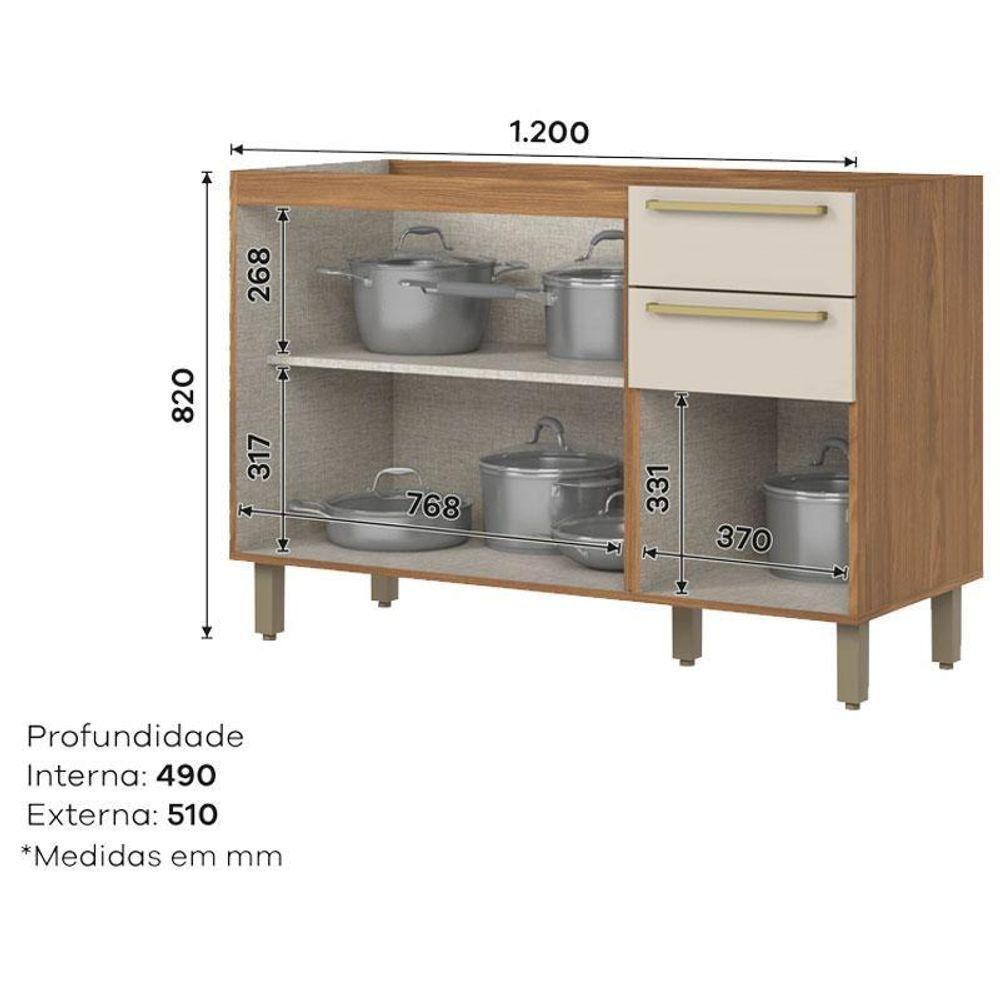 Balcão De Pia 120 Cm Ambiente Requinte Nature Areia Hp – Henn - 3