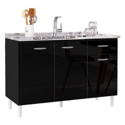 Balcão De Pia 120 Cm Preto – Poquema